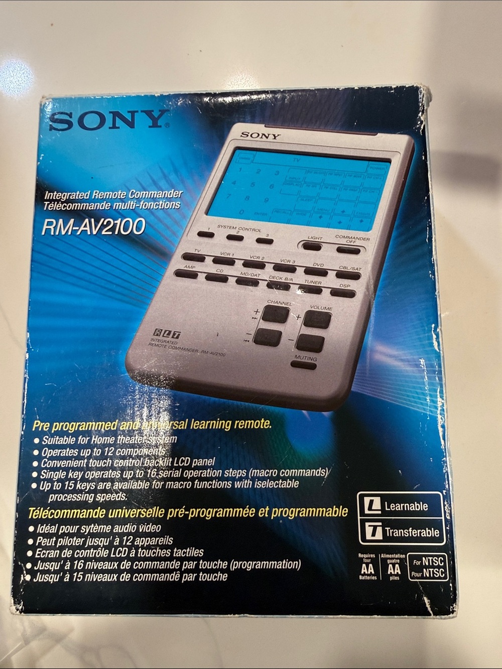 Sony RM-AV2100 Silver and Blue Universal Remote Packaging